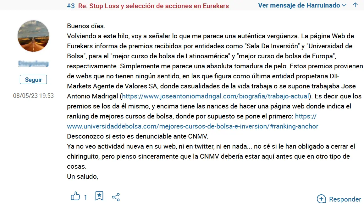 eurekers premios falsos y opinión
